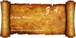 Zana Alex névjegykártya